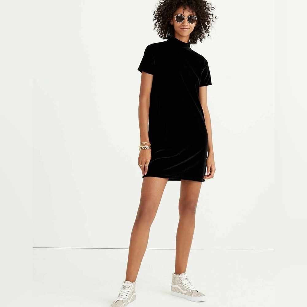 Mockneck Velvet Dress
